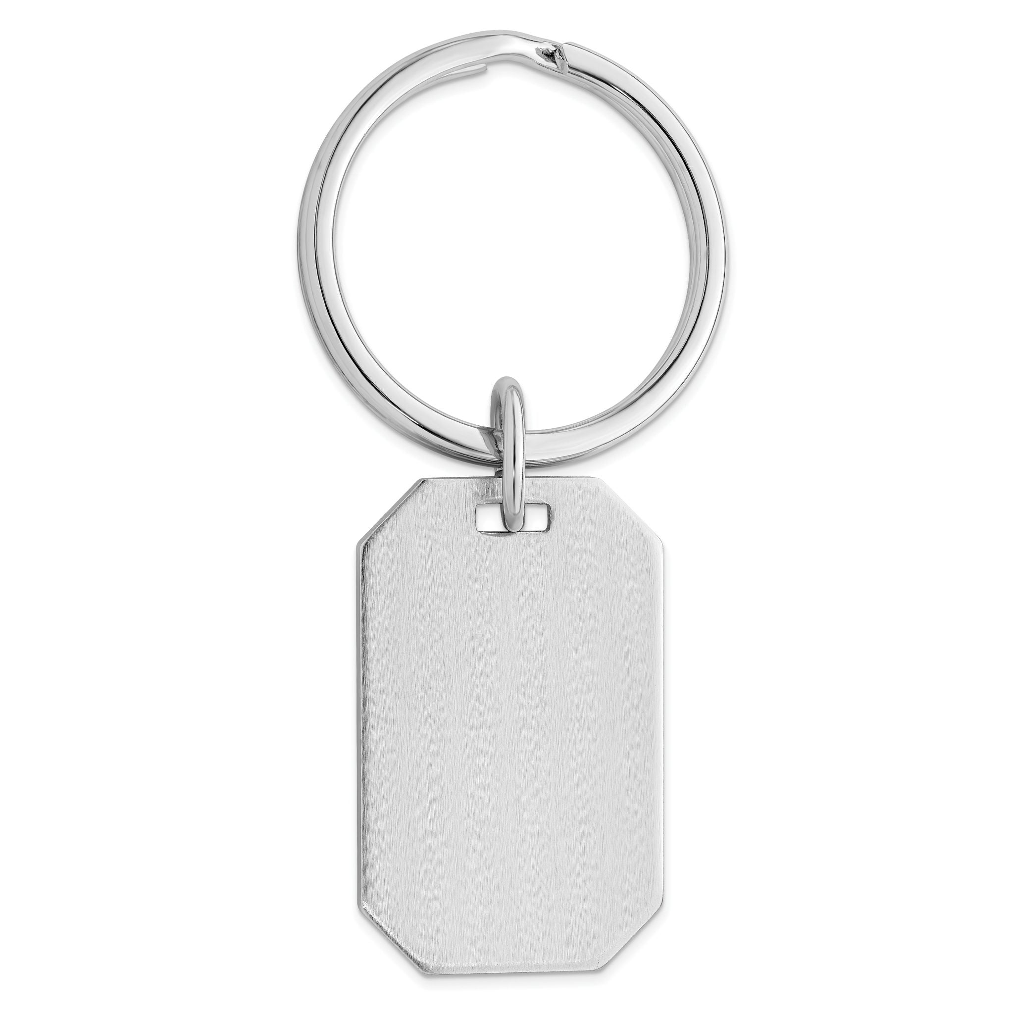 Rhodium-plated Kelly Waters Satin Rectangle Key Ring Main image