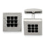 Square Cufflinks in Stainless Steel with Black Rubber