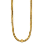 14K Polished and Brushed Bead Popcorn Mesh Necklace