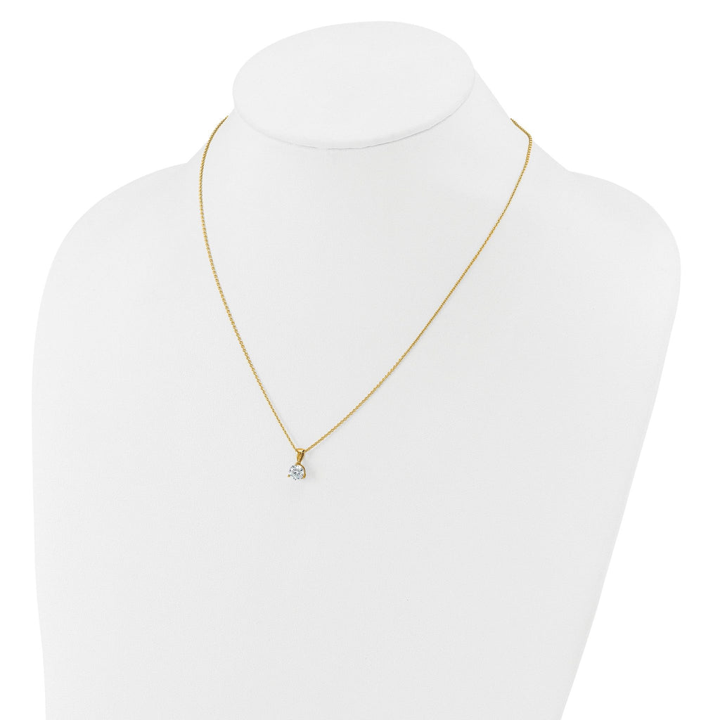 14k 1 carat Lab Grown Diamond VS/SI+ G+ Three Prong 18 inch Solitare Pendant Necklace