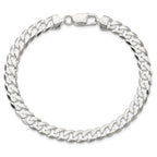 Flat Curb Chain Bracelet in Sterling Silver, 7.5mm
