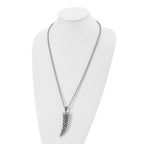 Horn Pendant Necklace in Stainless Steel with Black Glass & Crystal