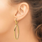 14K Polished Oval Dangle Leverback Earrings