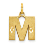 14K Yellow Gold Satin Diamond-Cut Initial M Charm  Elegant & Polished