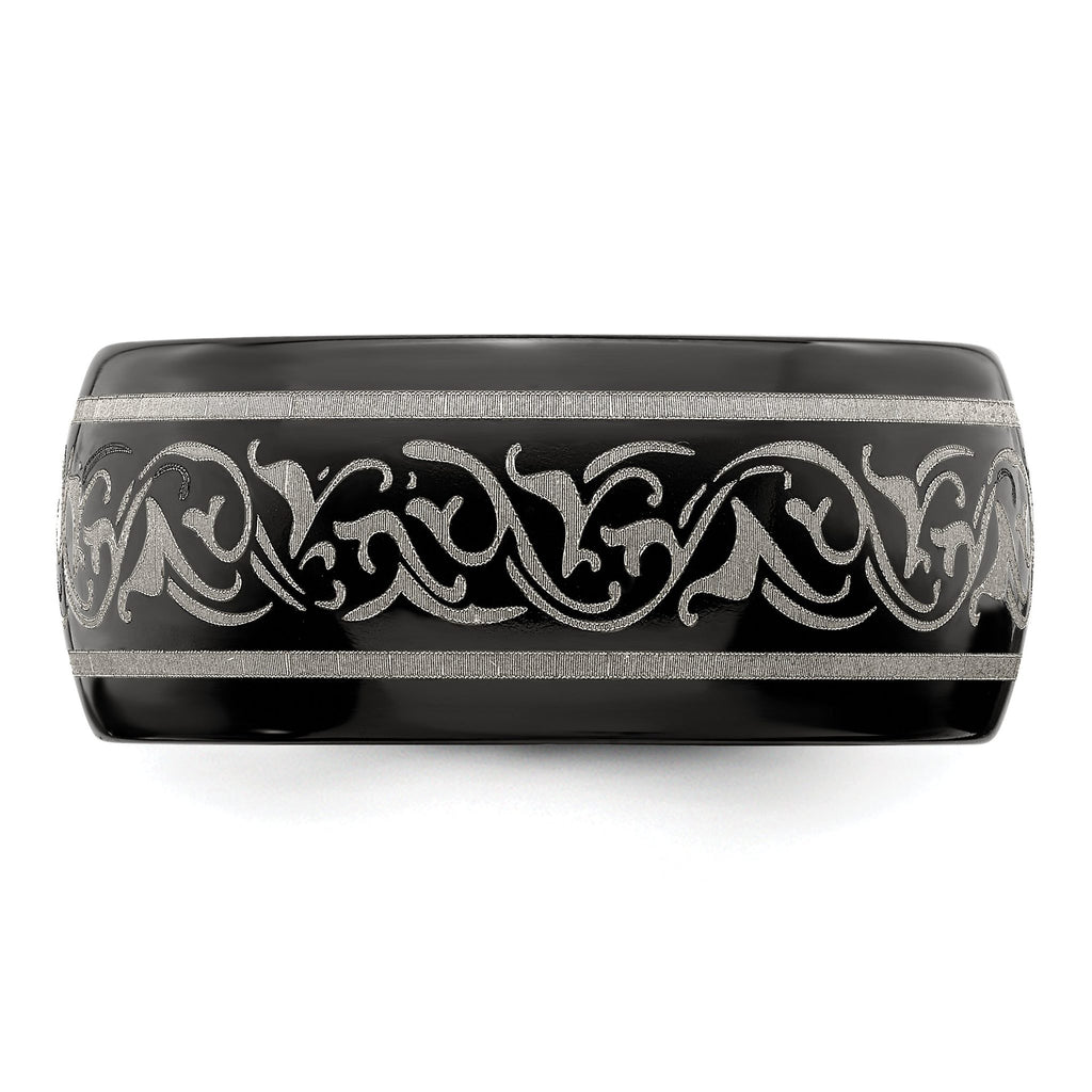 Titanium Wedding Band with Laser Pattern Engravable Gift