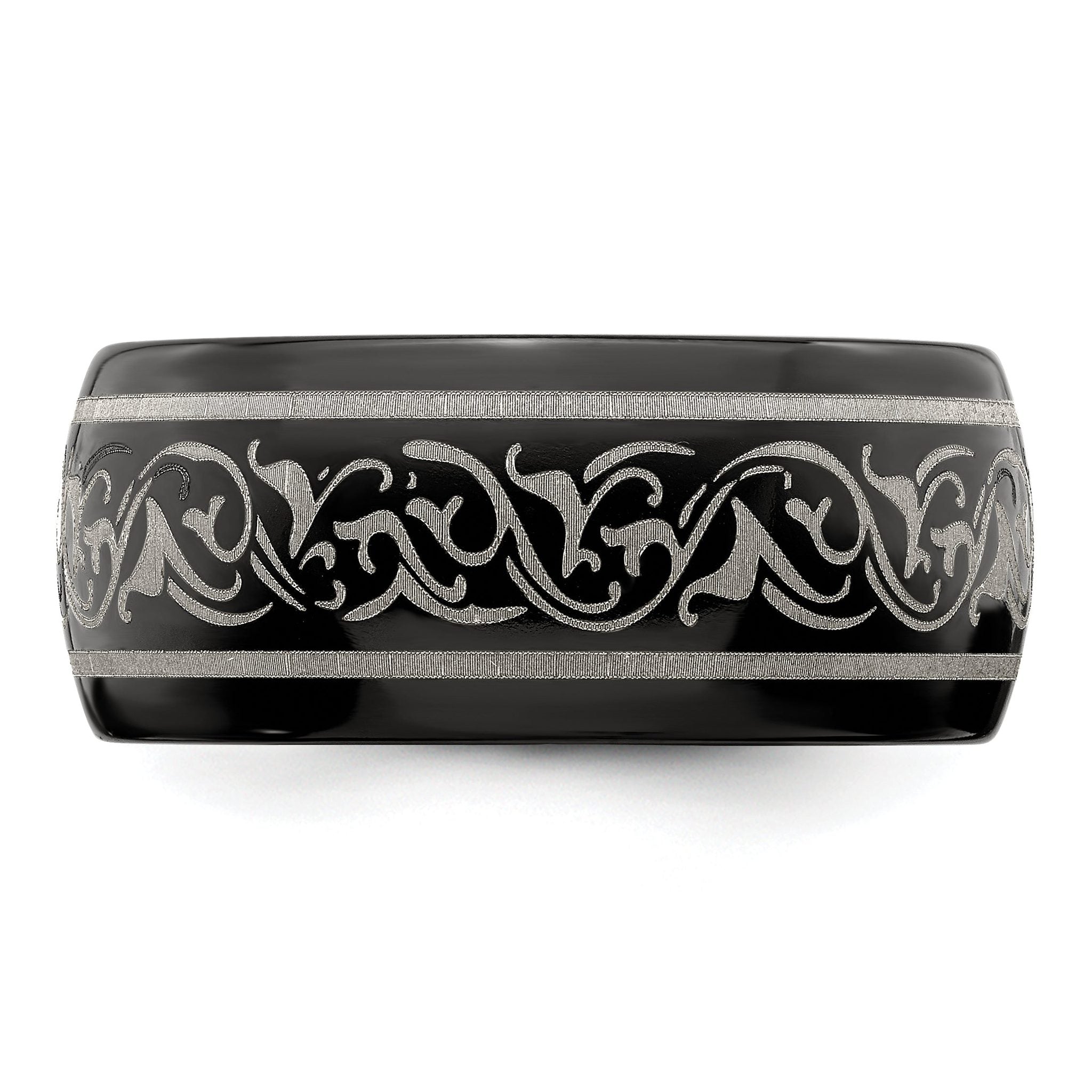 Titanium Wedding Band with Laser Pattern Engravable Gift