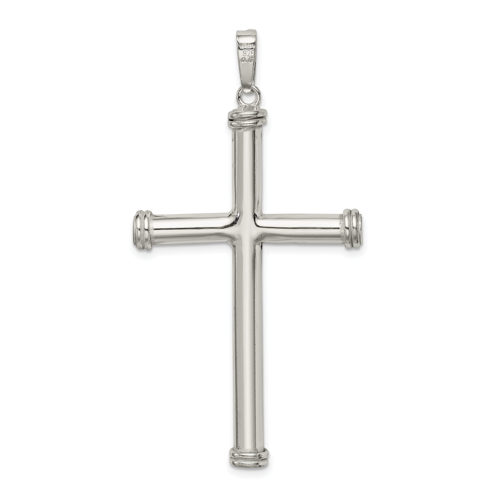 Sophia Jewelers 925 Sterling Silver Hollow Cross Pendant with Anti-Tarnish Finish