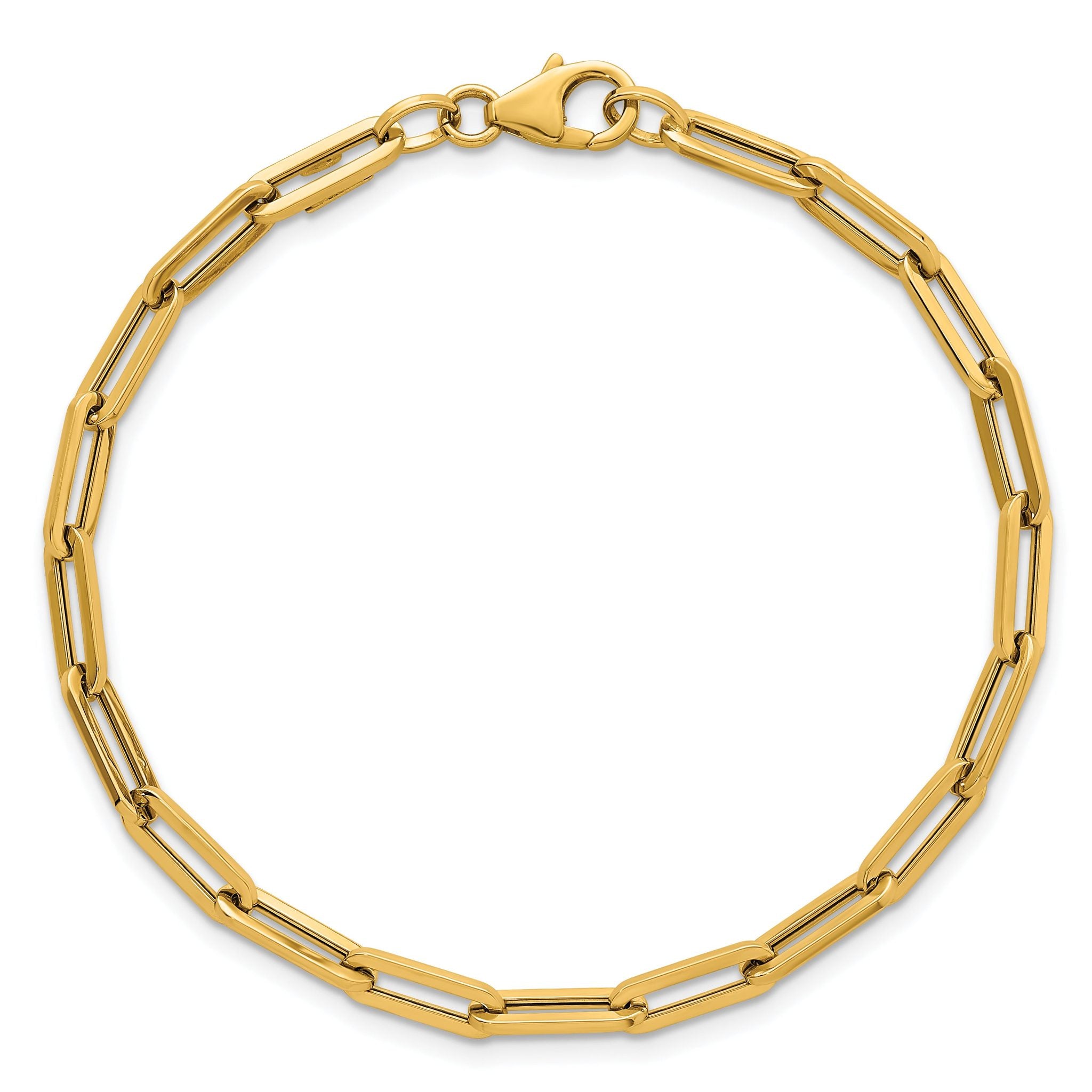 14k Polished 4mm Paperclip Link 7.5 inch Bracelet