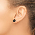 Stainless Steel Black Polished Button Earrings