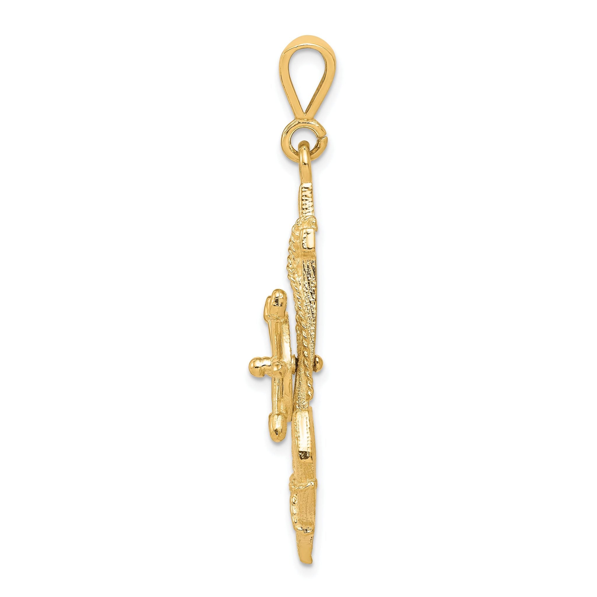 10K Yellow Gold Anchor Charm with Polished Finish Solid and Elegant Design Secondary image