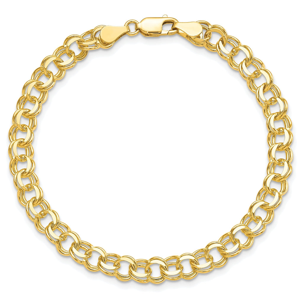 10KY Solid Double Link Charm Bracelet