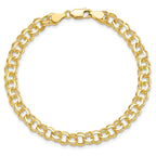 10KY Solid Double Link Charm Bracelet