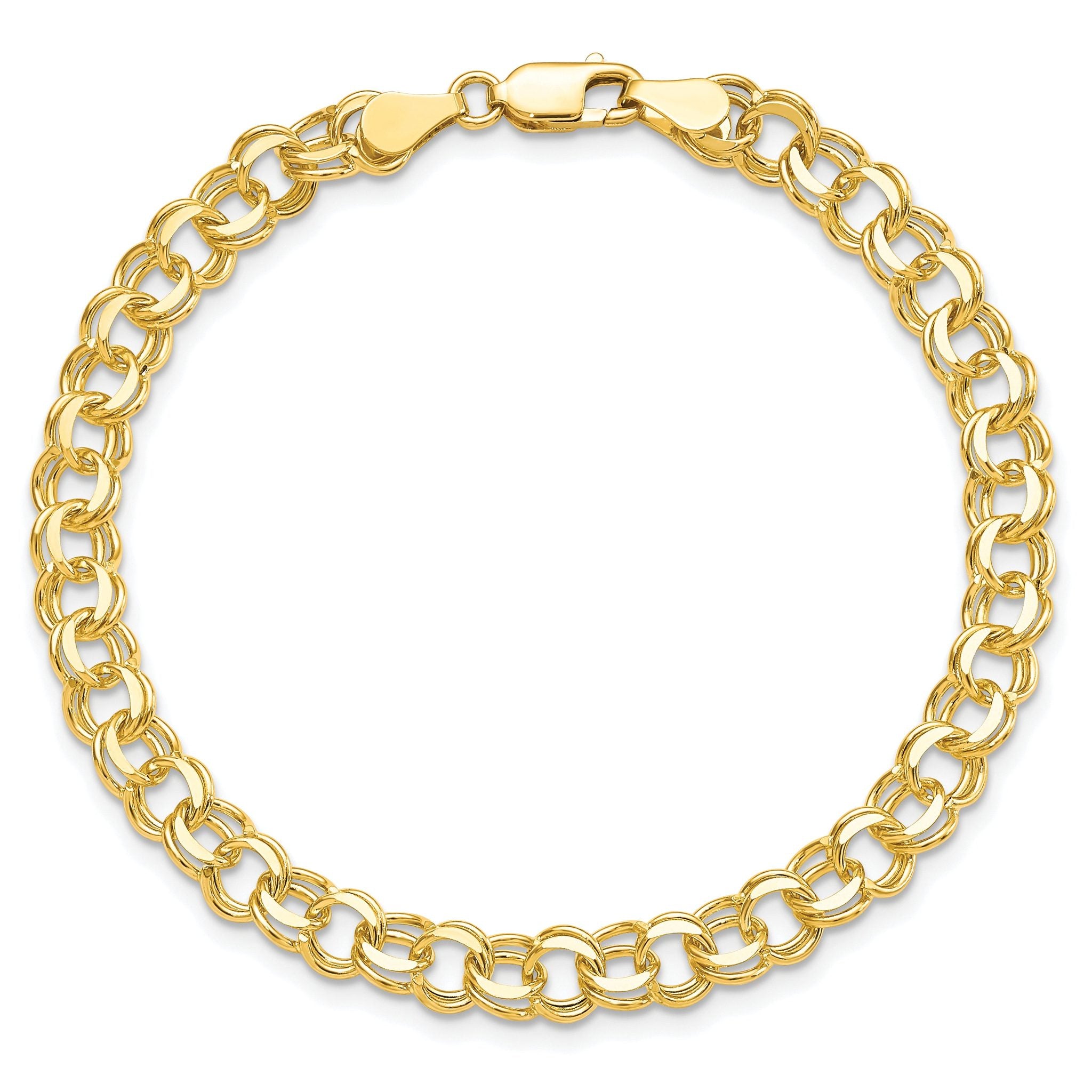 10KY Solid Double Link Charm Bracelet