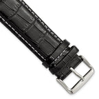 Black Crocodile-Grain Watch Band in Leather, 14mm