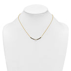 Sterling Silver Gold-tone Polished Black Enameled and CZ Curved Bar 16 Inch with 2 Inch Extension Necklace