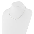 Sterling Silver E-coated CZ Stations 18in With 2in ext Necklace
