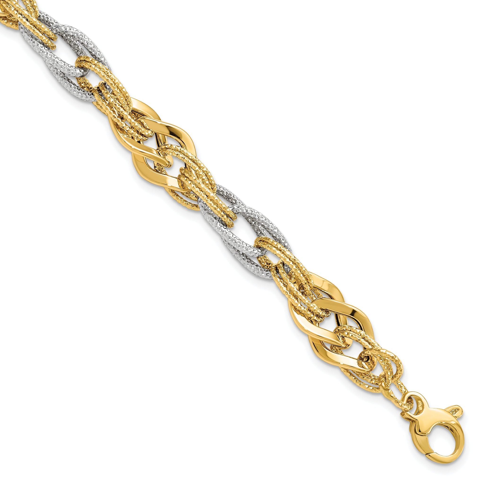 14K Yellow and White Gold Polished D/C Bracelet Main image