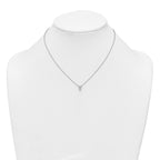 Sterling Silver Rhodium-plated Polished Emerald-cut CZ 16 Inch with 1.75 Inch Extension Necklace