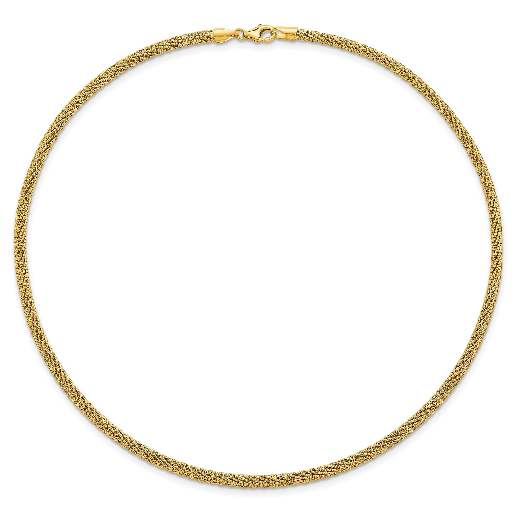 14k Polished and Diamond-cut Round Woven Wire 17 inch Necklace