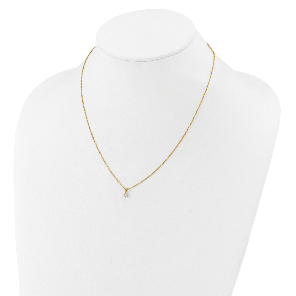 14k 1/5 carat Lab Grown Diamond VS/SI+ G+ Three Prong 18 inch Solitare Pendant Necklace