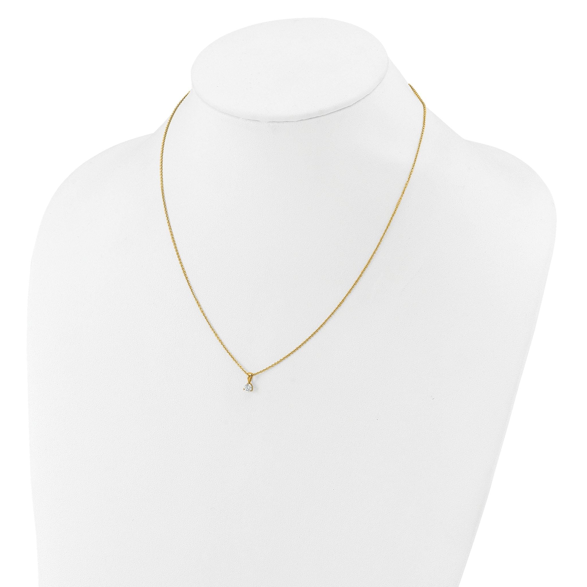 14k 1/5 carat Lab Grown Diamond VS/SI+ G+ Three Prong 18 inch Solitare Pendant Necklace
