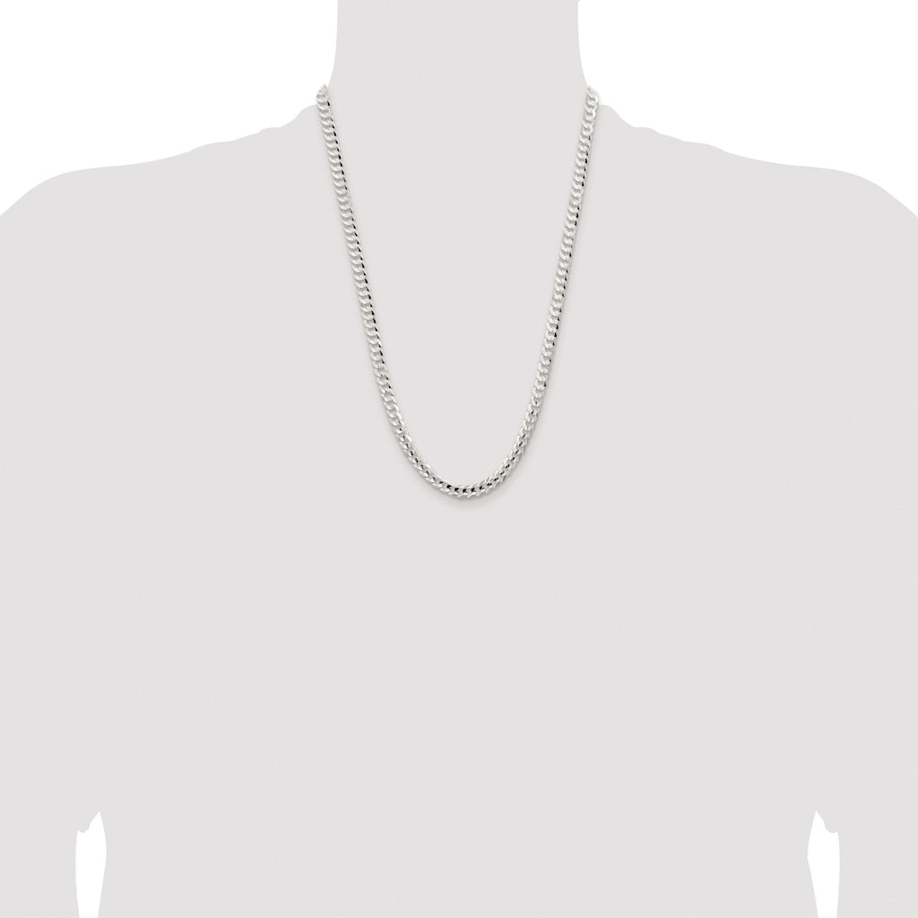 Concave Beveled Curb Chain in Sterling Silver, 5.65mm