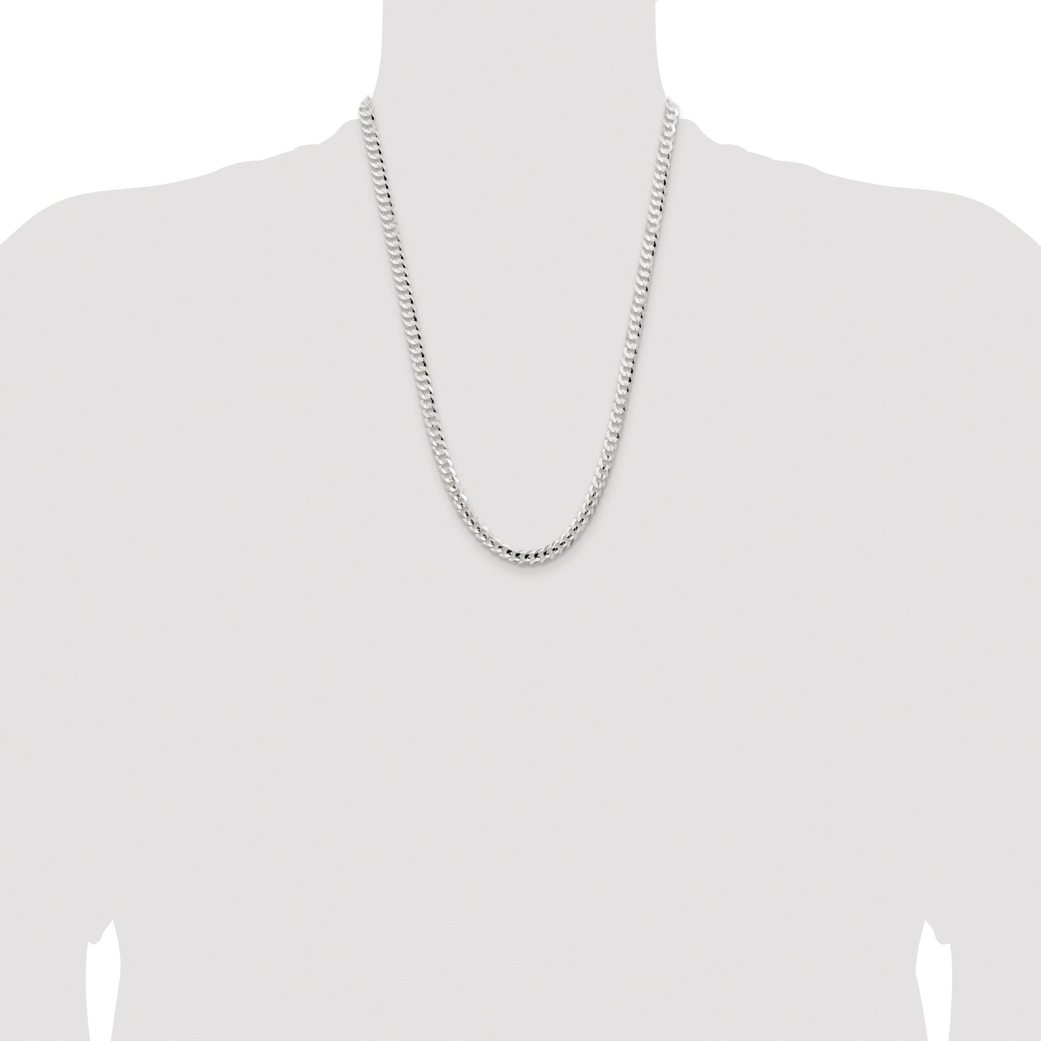 Concave Beveled Curb Chain in Sterling Silver, 5.65mm