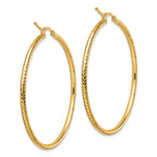 10k Diamond-cut 2mm Round Tube Hoop Earrings