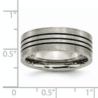 Striped Wedding Band in Titanium with Black Enamel, 8mm