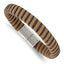 Stainless Steel Brushed Light Brown Suede Black Leather Bracelet for Men
