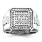 Brilliant Embers Sterling Silver Rhodium-plated 89 Stone Micro PavÃƒÂ¢Ã‚â‚¬Ã‚Å¡ CZ Polished Men's Ring