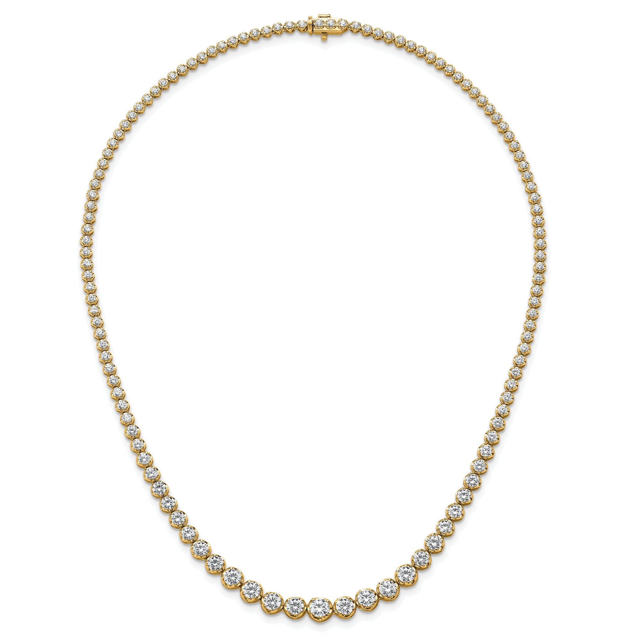 14k 10 1/2 carat Lab Grown Diamond VS/SI+ G+ Complete Round 16 inch Graduated Tennis Necklace
