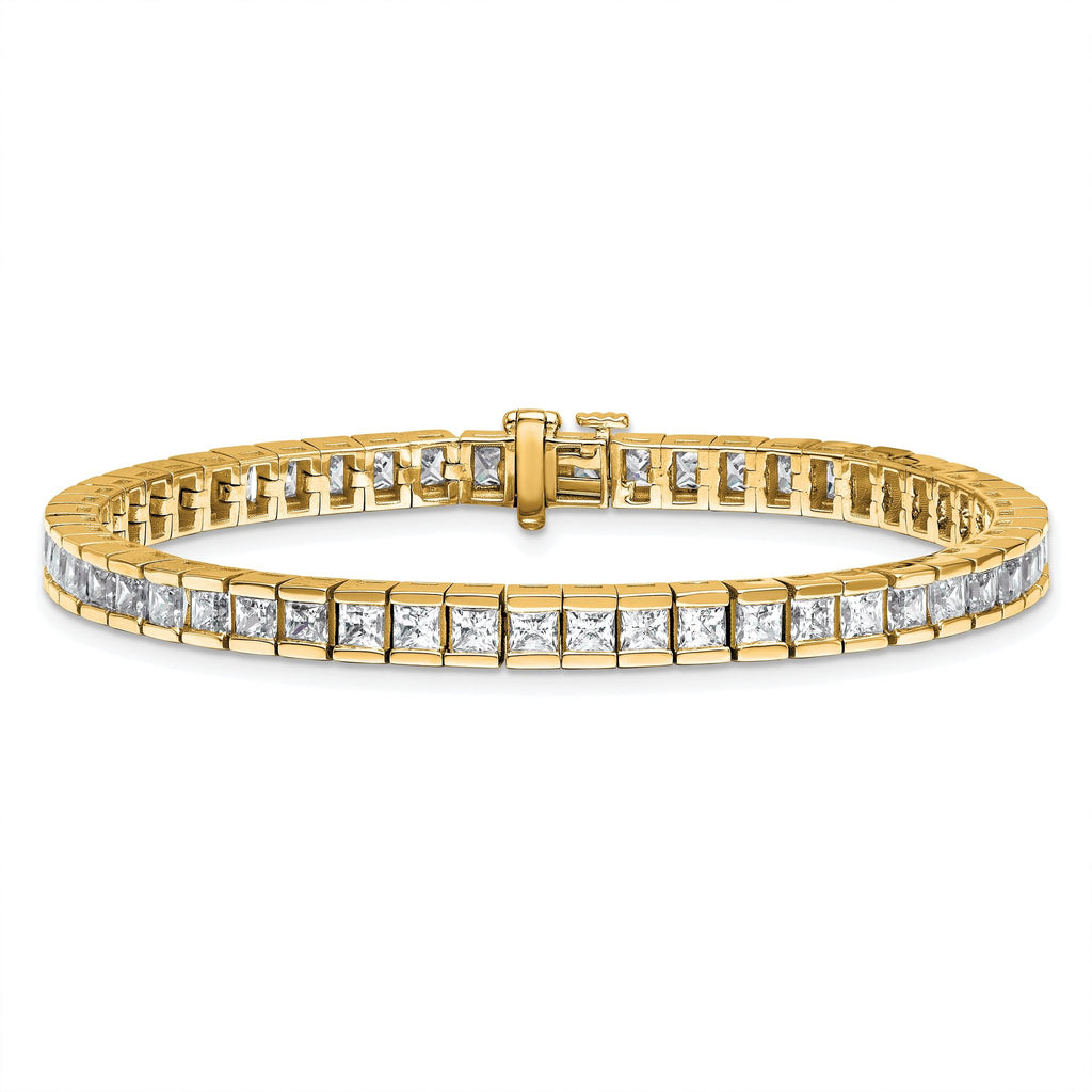 14k 10 carat Lab Grown Diamond VS+ F+ Complete Princess Bezel Set Tennis Bracelet