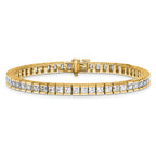 14k 10 carat Lab Grown Diamond VS+ F+ Complete Princess Bezel Set Tennis Bracelet