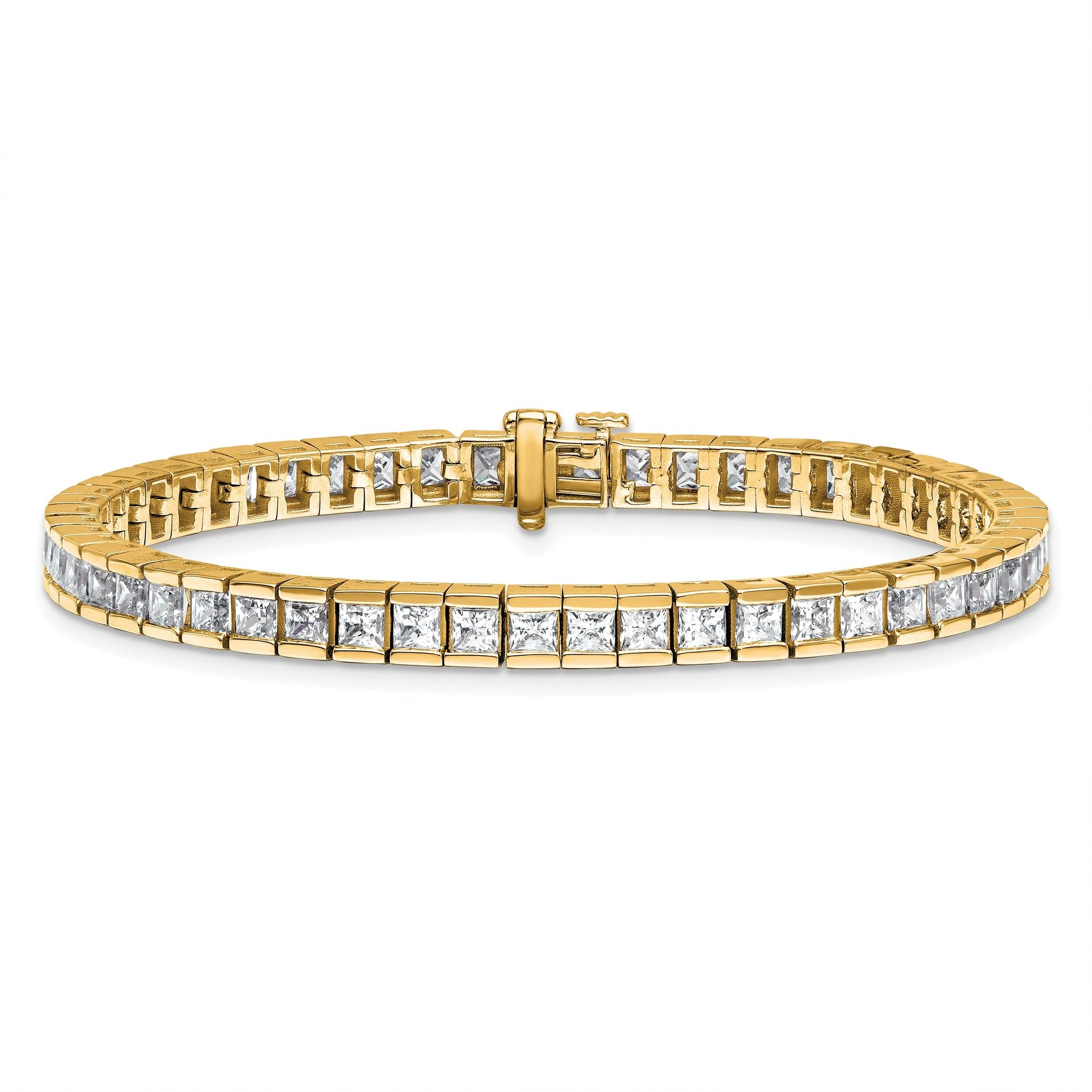 14k 10 carat Lab Grown Diamond VS+ F+ Complete Princess Bezel Set Tennis Bracelet