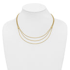 14K Polished and Diamond-cut 3-strand Bar Necklace