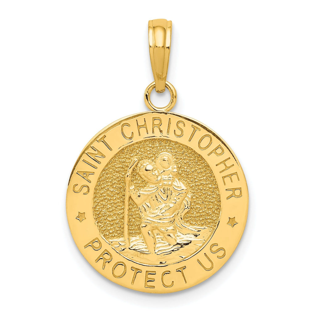 14K Gold Saint Christopher Medal Pendant with Polished Finish