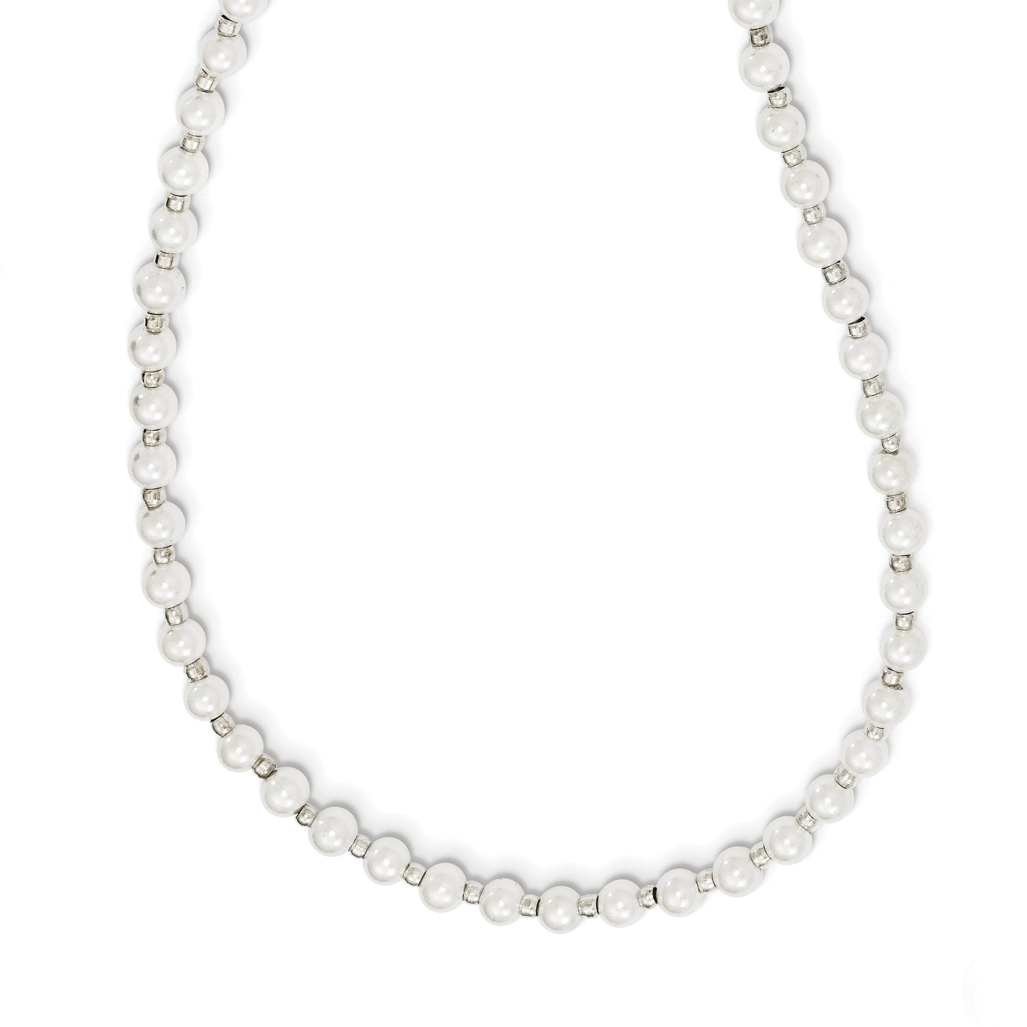 4-5mm White Round Imitation Shell Pearl with Glass Bead 24 inch Eyewear Chain Main image