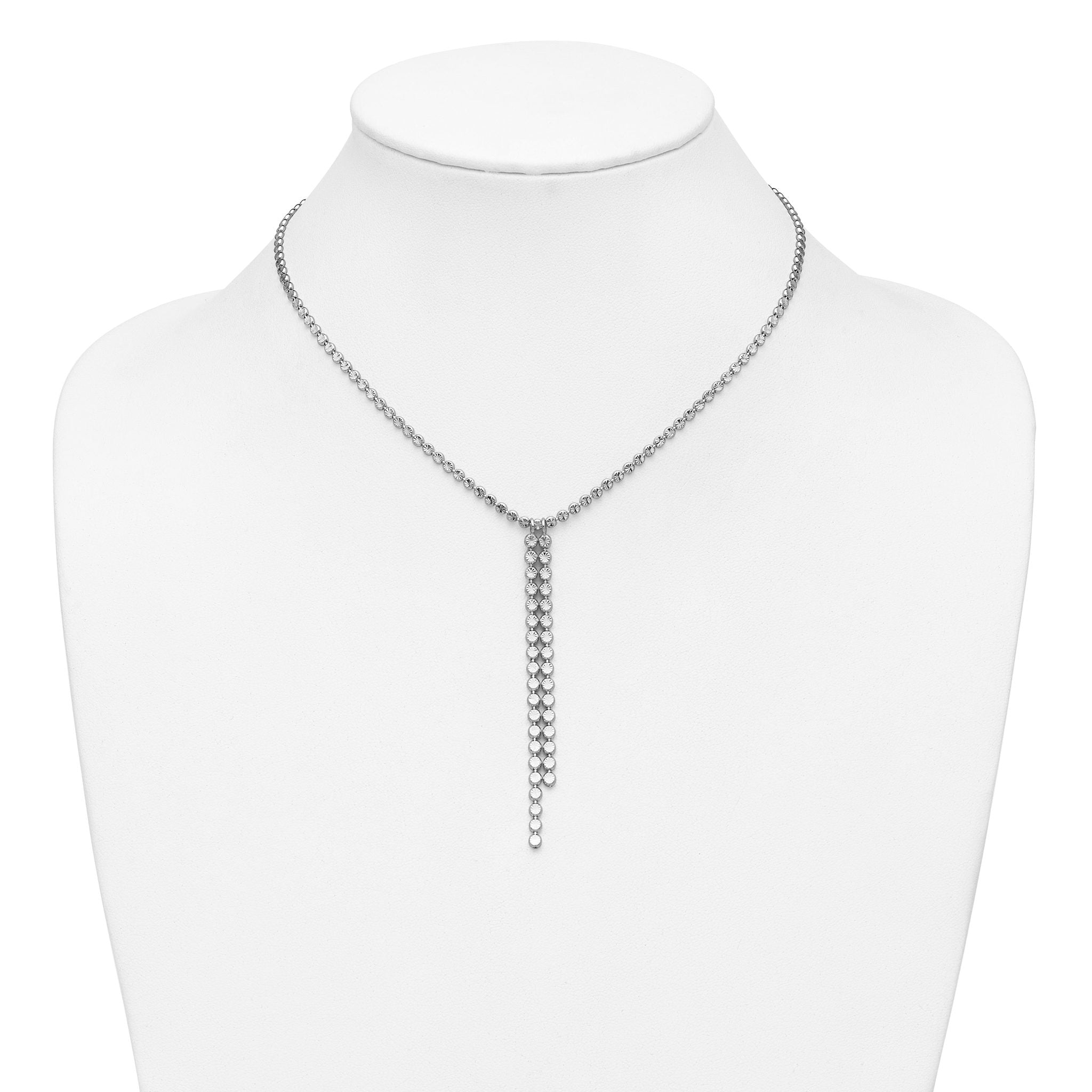 Sterling Silver RH-plated Polished DC Drop w/2 ext. Necklace Secondary image