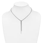 Sterling Silver RH-plated Polished DC Drop w/2 ext. Necklace