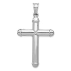 14K White Gold Reversible Crucifix Pendant with Polished Rhodium Finish