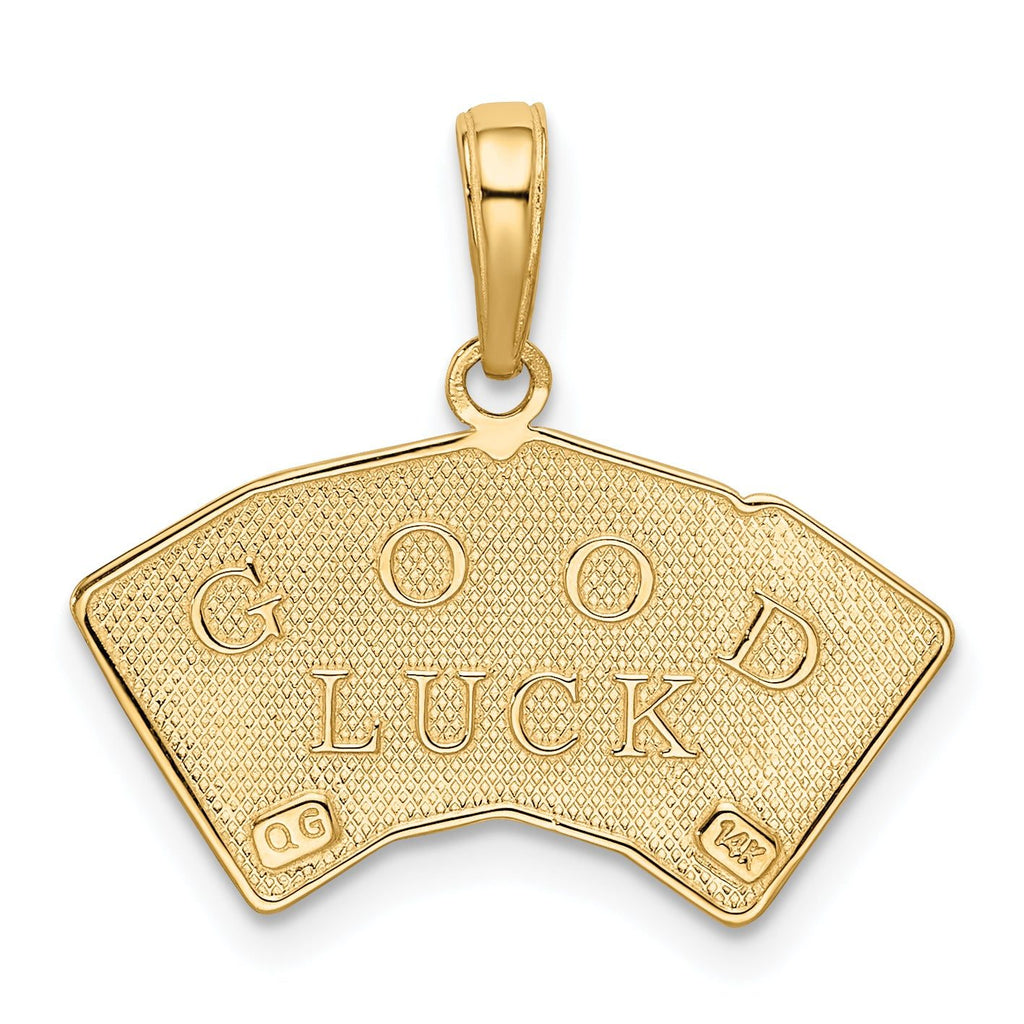 14K Gold Aces Playing Card Pendant with Polished Finish Solid Men's Charm