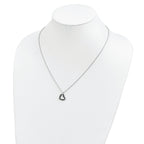 Sterling Silver Black & White Diamond Heart Necklace with Polished Rhodium Finish