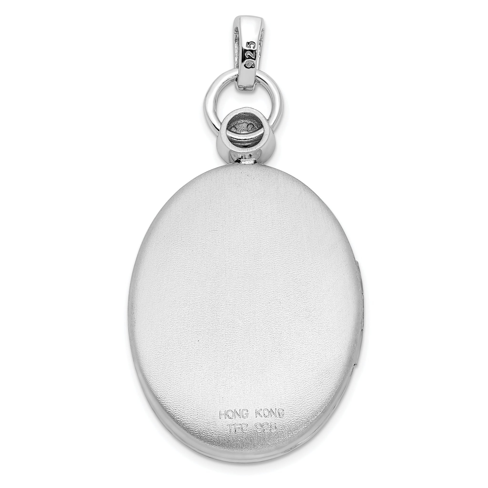 Sterling Silver Rhodium-plate 26mm Diamond Accented D/C  Locket Secondary image
