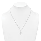 Sterling Silver Rhodium-plated Polished CZ Heart Cross 20 inch with 3 inch Extender Necklace