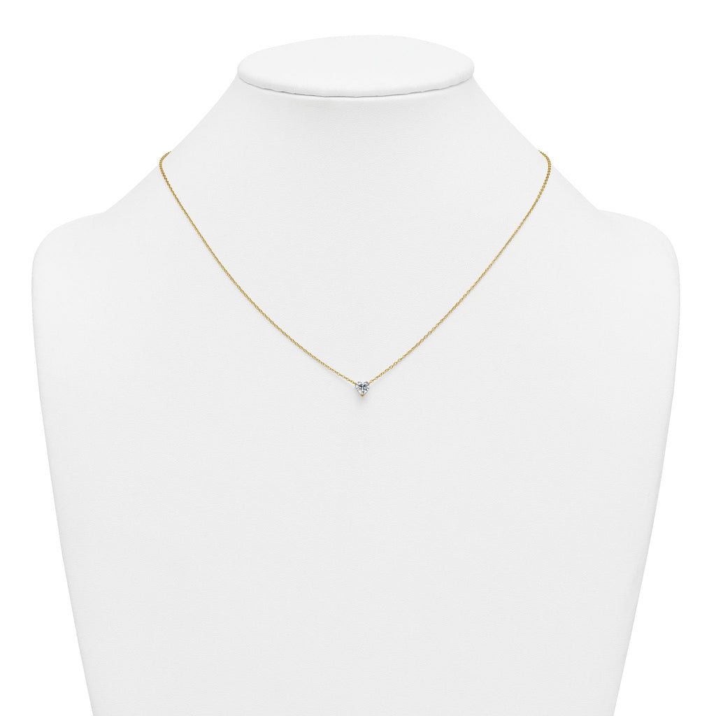 14k 1/2 carat Lab Grown Diamond VS+ F+ Heart Complete 18 inch Four Prong Pendant Necklace