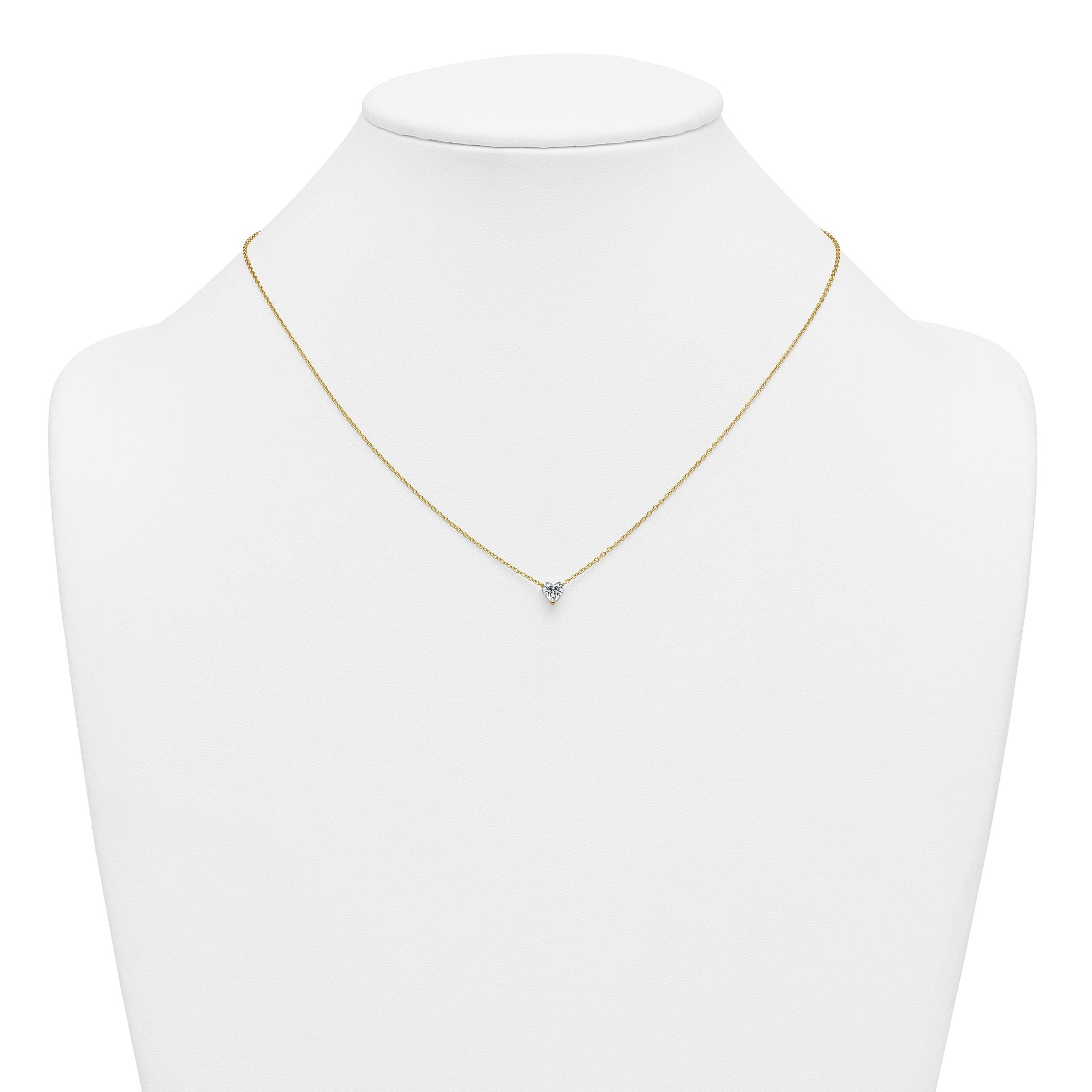 14k 1/2 carat Lab Grown Diamond VS+ F+ Heart Complete 18 inch Four Prong Pendant Necklace
