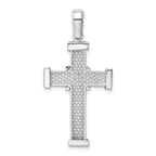 14K White Gold Latin Cross Pendant with Polished Finish and Textured Back