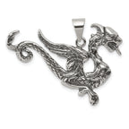 Sophia Jewelers Men's Sterling Silver 925 Antiqued Dragon Charm Pendant