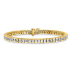 14k 7 carat Lab Grown Diamond VS+ F+ Complete Princess Bezel Set Tennis Bracelet